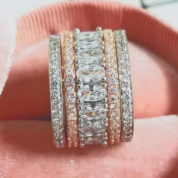 Jewelry - Chic Silver Rose Gold Jewelry Set